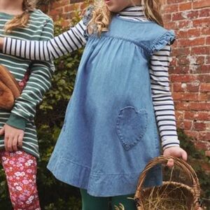 Mini Boden Woven Heart Pocket Tunic Dress Size 3-4 Y